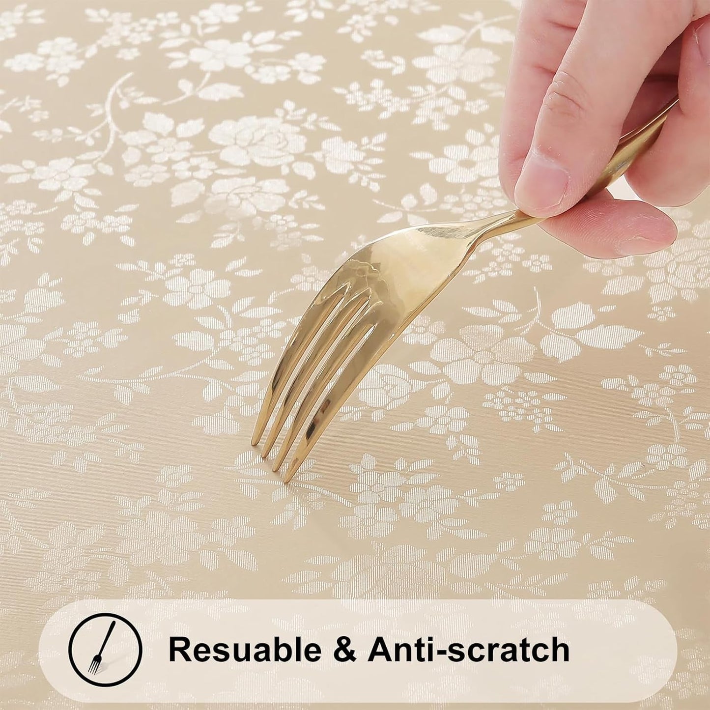 Smiry Rectangle Table Cloth, Waterproof Heavy Duty Vinyl Tablecloths, Wipeable Washable Table Cover for Kitchen and Dining Room (Beige, 60" X 120")