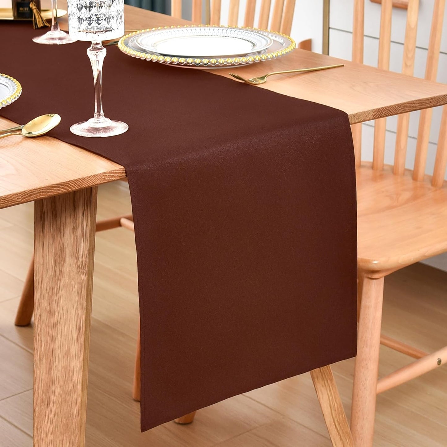 Farmhouse Chocolate Table Runner Dining Table Runners 90 Inches Long Coffee Table Runner for Dresser Living Room Bedroom Holiday Party Banquet 12X90 Inch