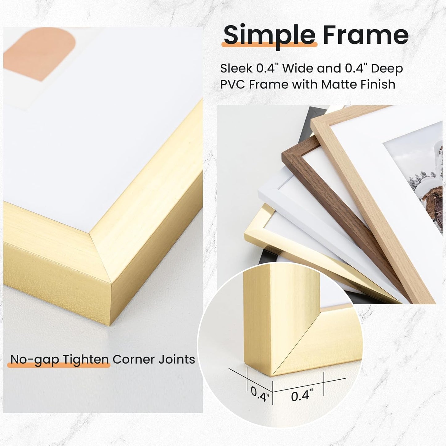 11x14 inch Picture Frame, 11x14 Photo Frames with 8x10 Removable Mat - High Definition Plexiglass - Vertical and Horizontal Display - Wall Hanging Frame - Gold, 12 Pack