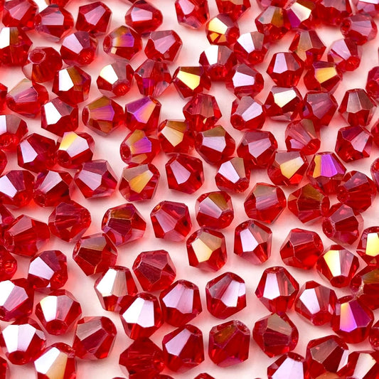 100pcs 8mm Bicone Crystal Glass Beads Loose Spacer Beads Faceted Craft Beads for Jewelry Making DIY Necklace Bracelet Earring Wind Chimes Suncatchers Ornamen(Red AB)