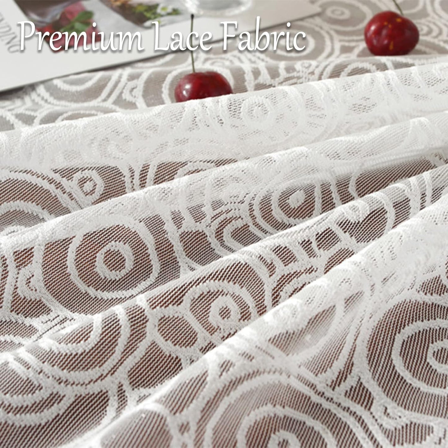 Jeloris Round Lace Tablecloth with Elegant Scalloped Bottom for Any Special Event Such as Wedding, Birthday Party, Baby Shower, Anniversary (70 inch, Style 5)