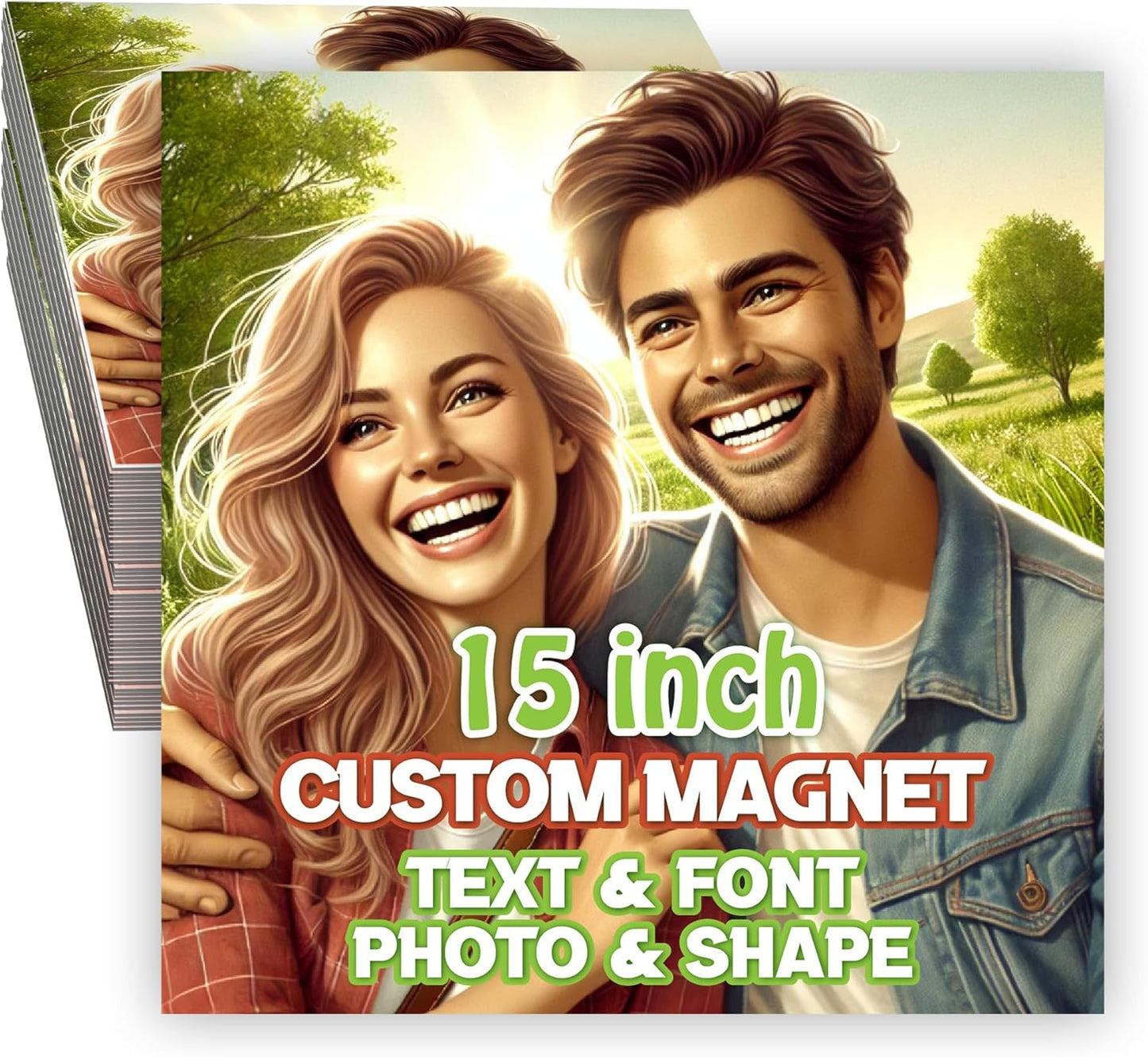 KETABAO – 15" Square Custom Refrigerator and Car Photo Magnets - Personalize with Photos of Your Home, Office and Vehicle