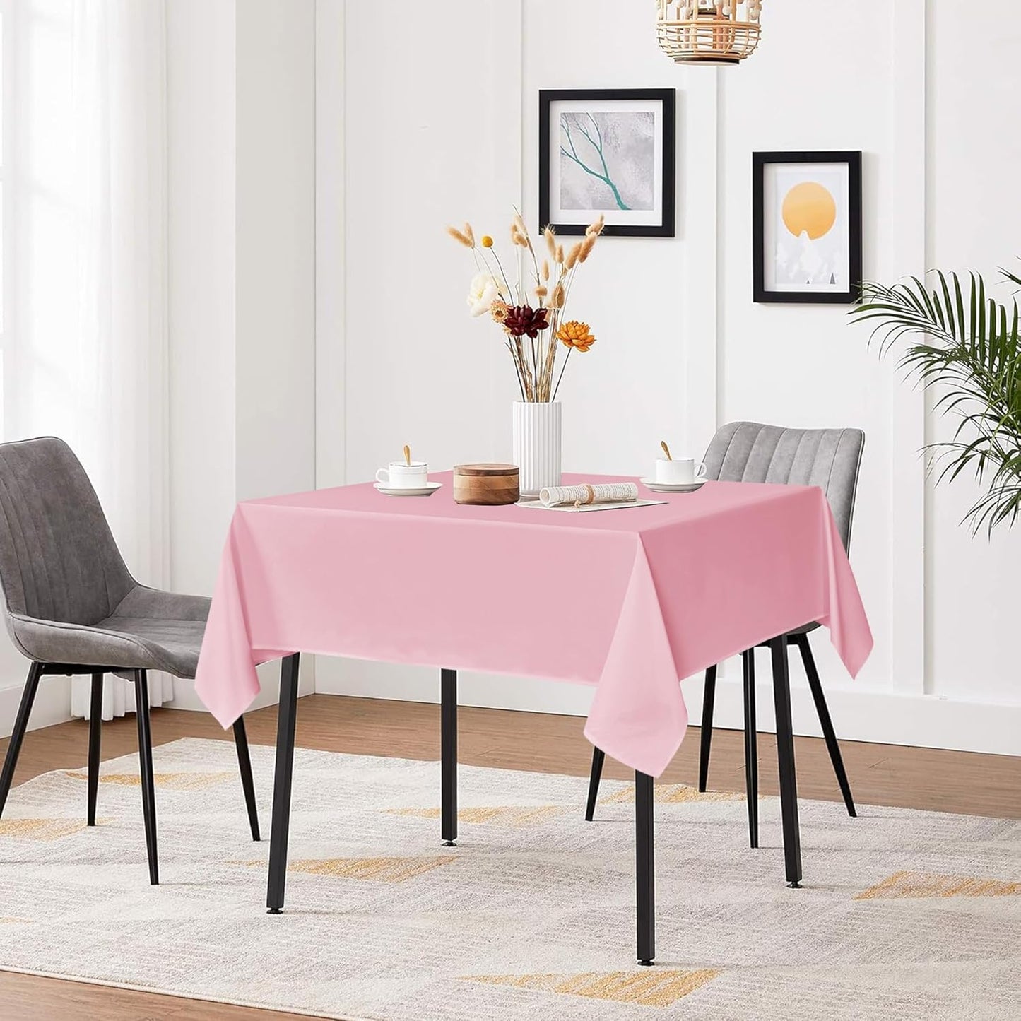 sancua Small Square Tablecloths 36x36 Inch - Pink Table Cloth for Square or Round Tables, Washable Polyester Fabric Table Cover for Nightstand End Bedside Tables