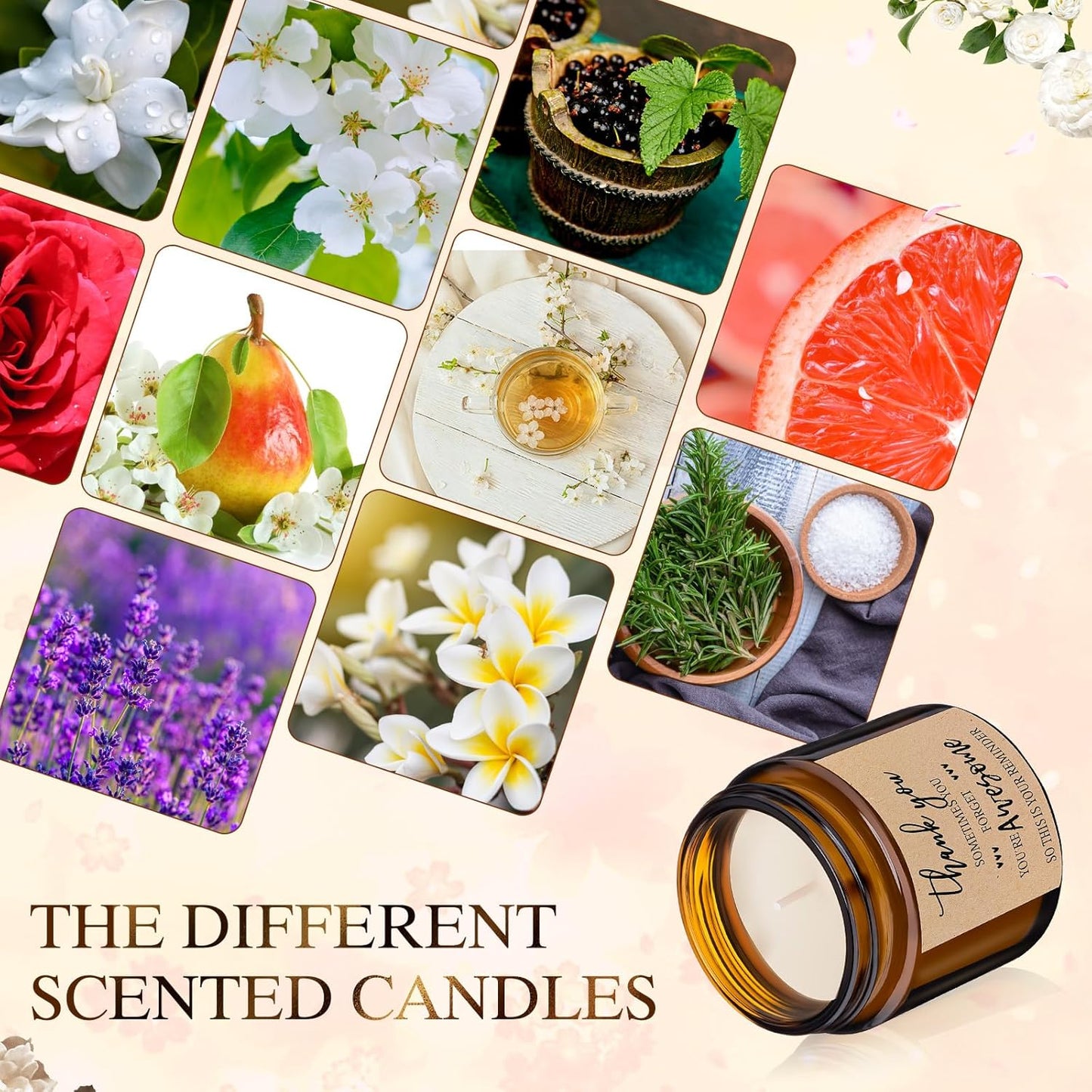 MTLEE 20 Pcs Thank You Gifts Candles 3.5 oz Employee Appreciation Inspirational Scented Soy Wax Candle Thank You Gift Christmas Gifts for Coworker Women Volunteer Teacher(Grateful,Brown)
