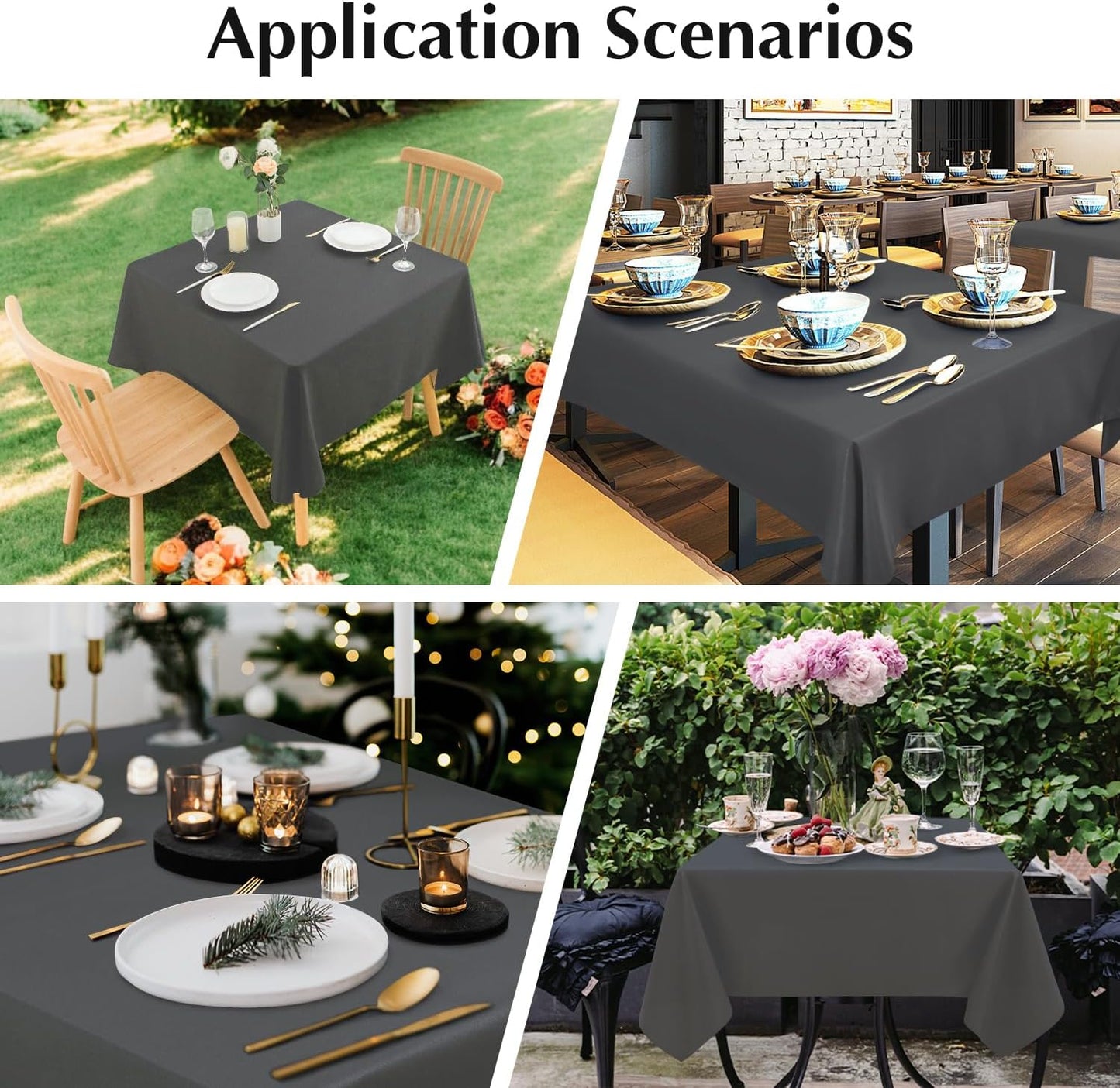 2 Pack Square Table Cloth 52X52 Inch Grey Washable Fabric Tablecloth Polyester Solid Dining Table Cover for Birthday Party Dinner Holiday Outdoor Indoor
