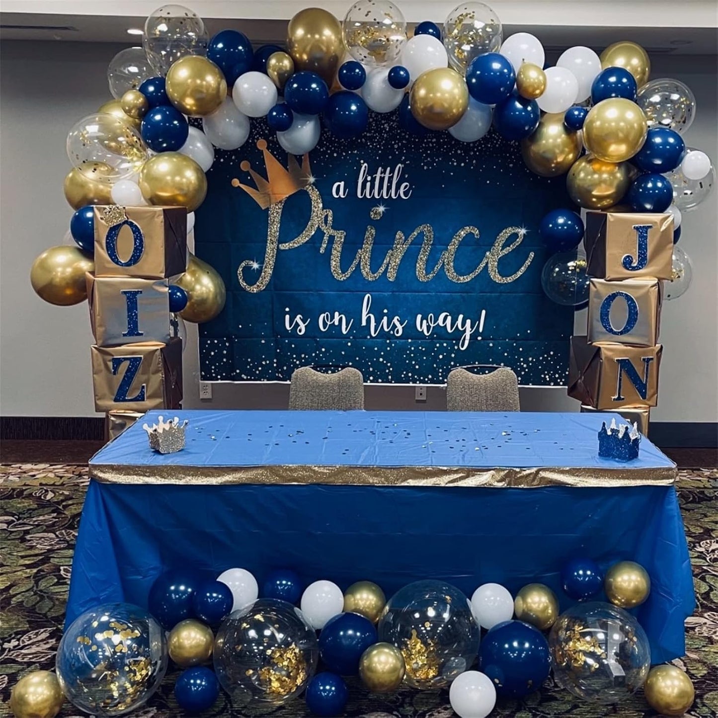Balloons Navy Blue and Gold, 12 Inch Navy Blue Metallic Chrome Gold and Confetti Latex Balloons, Blue Gold Party Balloons Helium Balloon Set for Boys Birthday, Wedding, Baby Shower Party Decorations