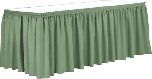Ultimate Textile Pleat Polyester Fabric Table Skirt - Machine Washable Flame Resistant with Clips for Events, Weddings & Trade Shows, Cut & Sewn in Paterson, NJ - Sage, 17' Shirred Pleat