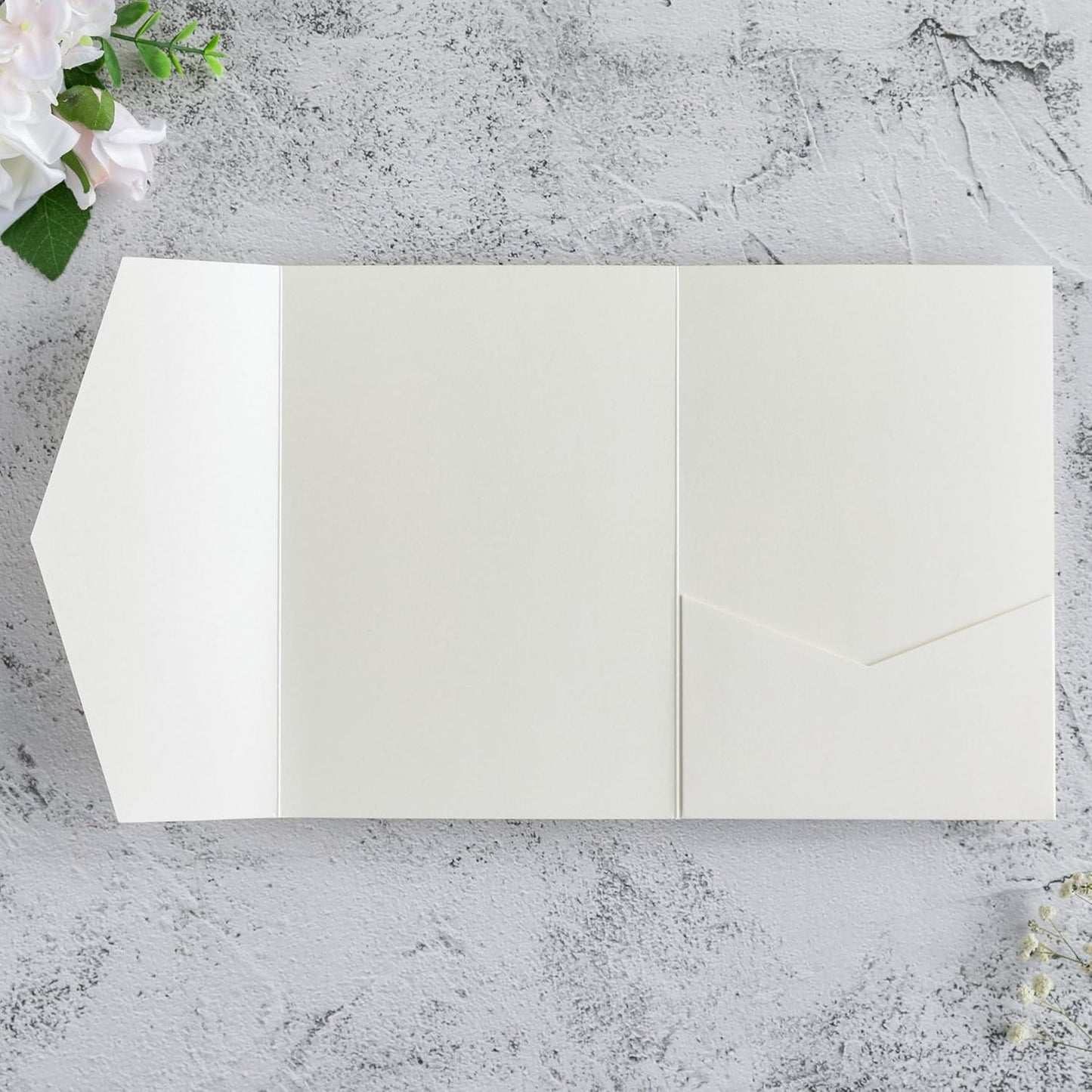 20 PCS Ivory Tri-fold Laser Cut Wedding Invitation Pockets for 5x7 Wedding Cards Bridal Shower Engagement Quinceanera Invitation