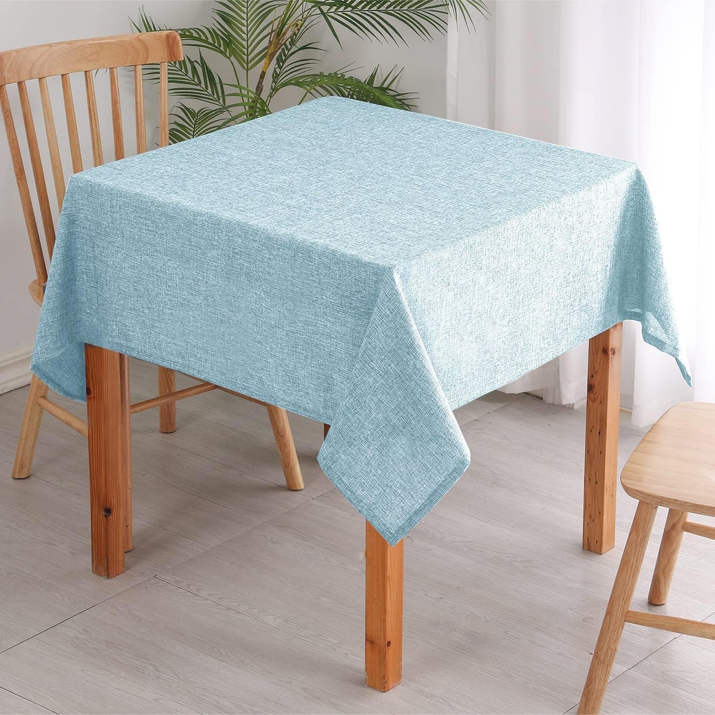 Hiasan 2 Pack Faux Linen Square Tablecloth - Wrinkle and Stain Resistant Washable Table Cloth for Kitchen Dining Room Holiday Table Cover for Party Dinner, Lux Slate Blue, 54 x 54 Inch