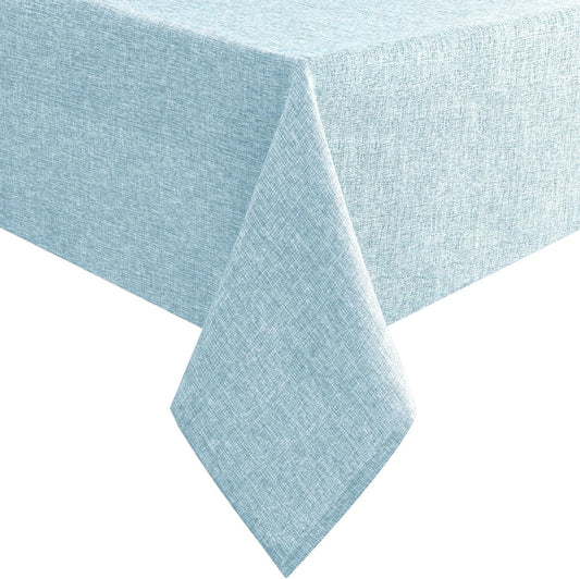 Hiasan Faux Linen Rectangle Tablecloth - Wrinkle and Stain Resistant Washable Table Cloth for Kitchen Dining Room Holiday Table Cover for Dinner, Lux Slate Blue, 70 x 108 Inch
