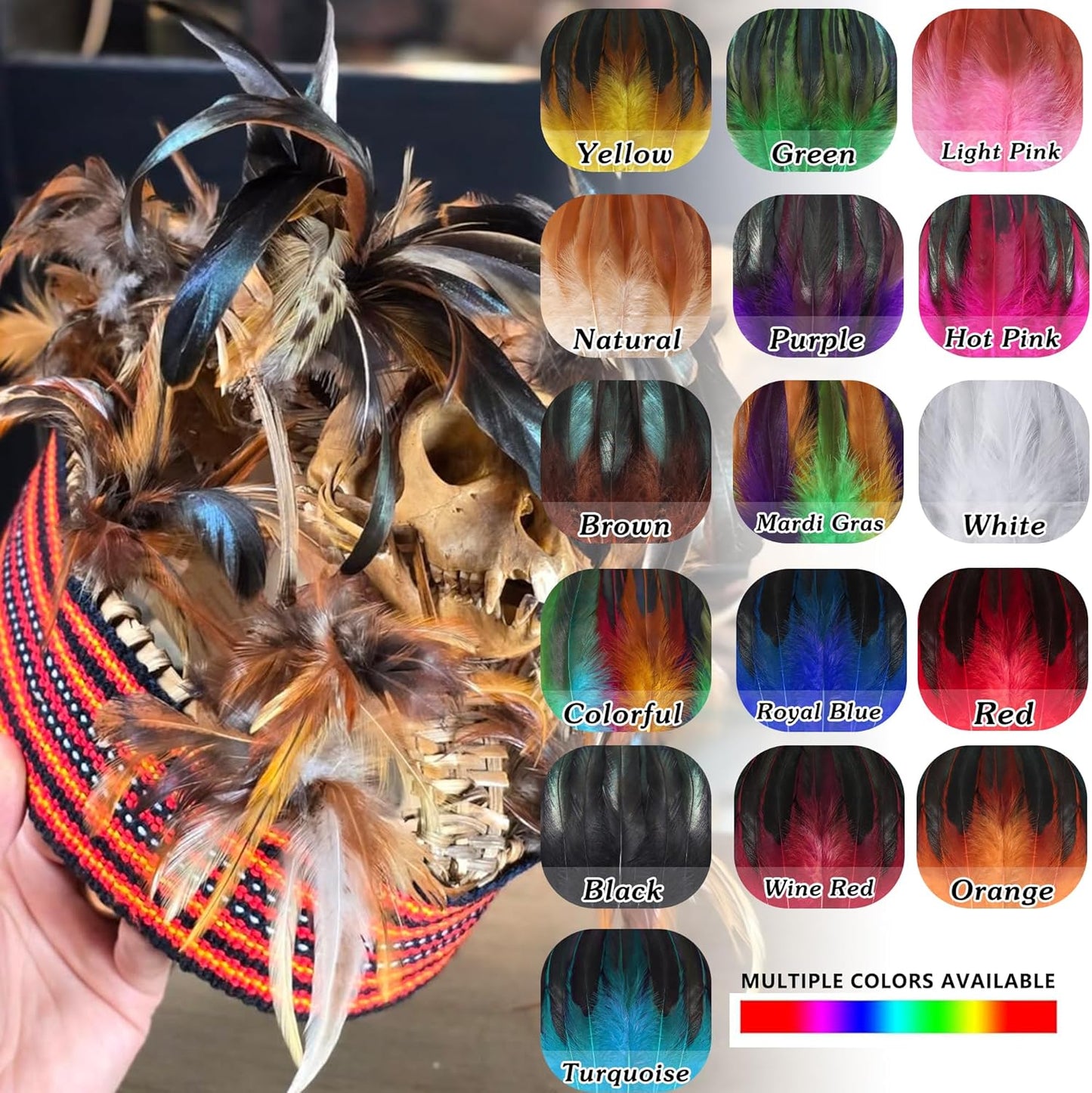 SOGUGOM Blue Rooster Tail Feathers - 200 pcs 5-7 inch Craft Bulk Feathers for Craft Projects, Hats, Costume and Party(Royal Blue)