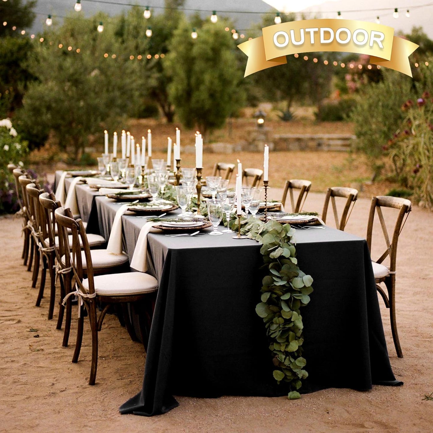 sancua 6 Pack Black Tablecloth 90 x 156 Inch - Rectangle Table Cloth for 8 Feet Tables Stain and Wrinkle Resistant Washable Polyester Table Cover for Dining Wedding Banquet Party Buffet Restaurant