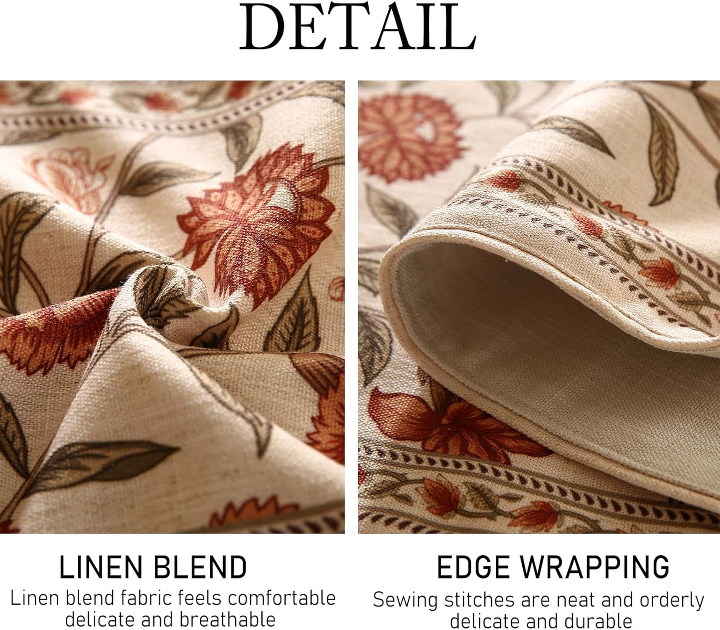 ISAENNE Designer Elegant Linen Table Runner 71 Inches Long,Vintage Orange Floral Pattern Table Runners for Dining Tables,Kitchen Decor,Thanksgiving,Christmas,Banquet,12"*71"-Alvarado A
