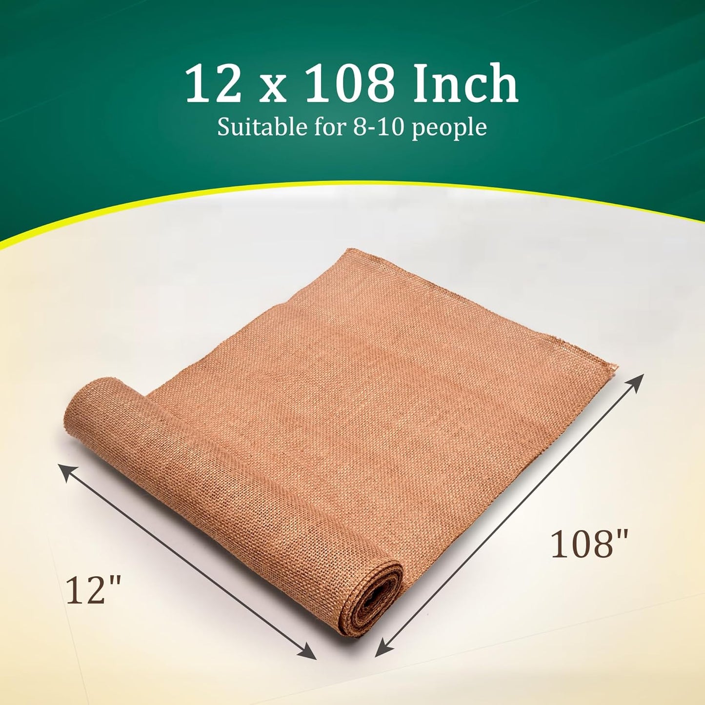 Burlap Table Runners (Pack of 3) – 12”x 108” - No-Fray Finished Edge Premium Quality Natural Table Runner – No Odor, Eco-Friendly Burlap Runner, Perfect for Rustic Table Decor and Other DIY Crafts