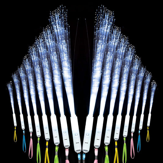 100Pcs White Fiber Optic Wands,3 Models Wedding Sparklers,Glow Sticks Light up Sticks Led Light Wands Fit Wedding Bridal Shower Birthday New Years Eve Party Supplies 2025