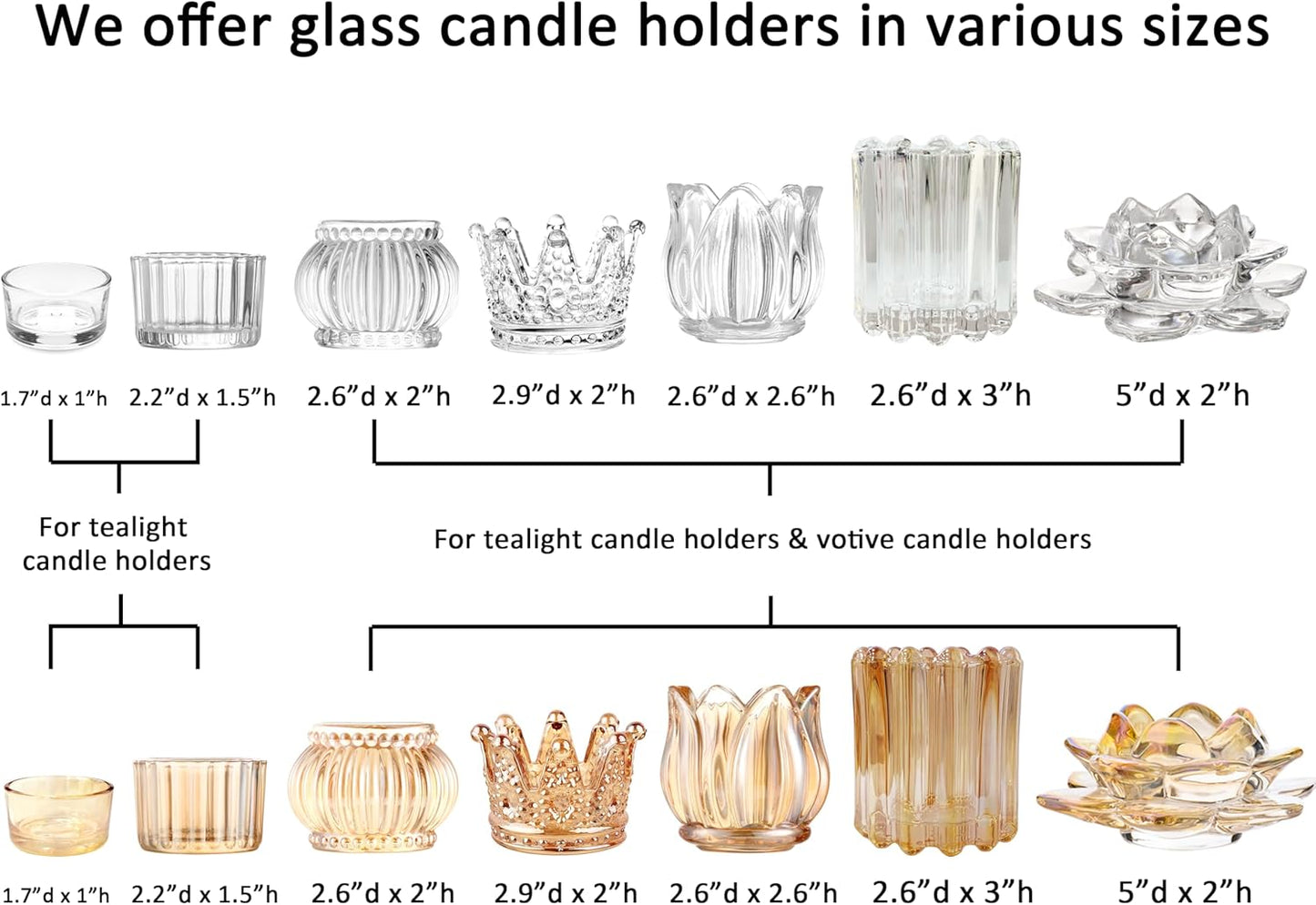 GOLDEAL 24Pcs Gold Glass Votive Candle Holders Tealight Holders Decorative, Tea Candle Holders Bulk,Candlestick for Wedding, Party,Dinner, Home Table Decor.
