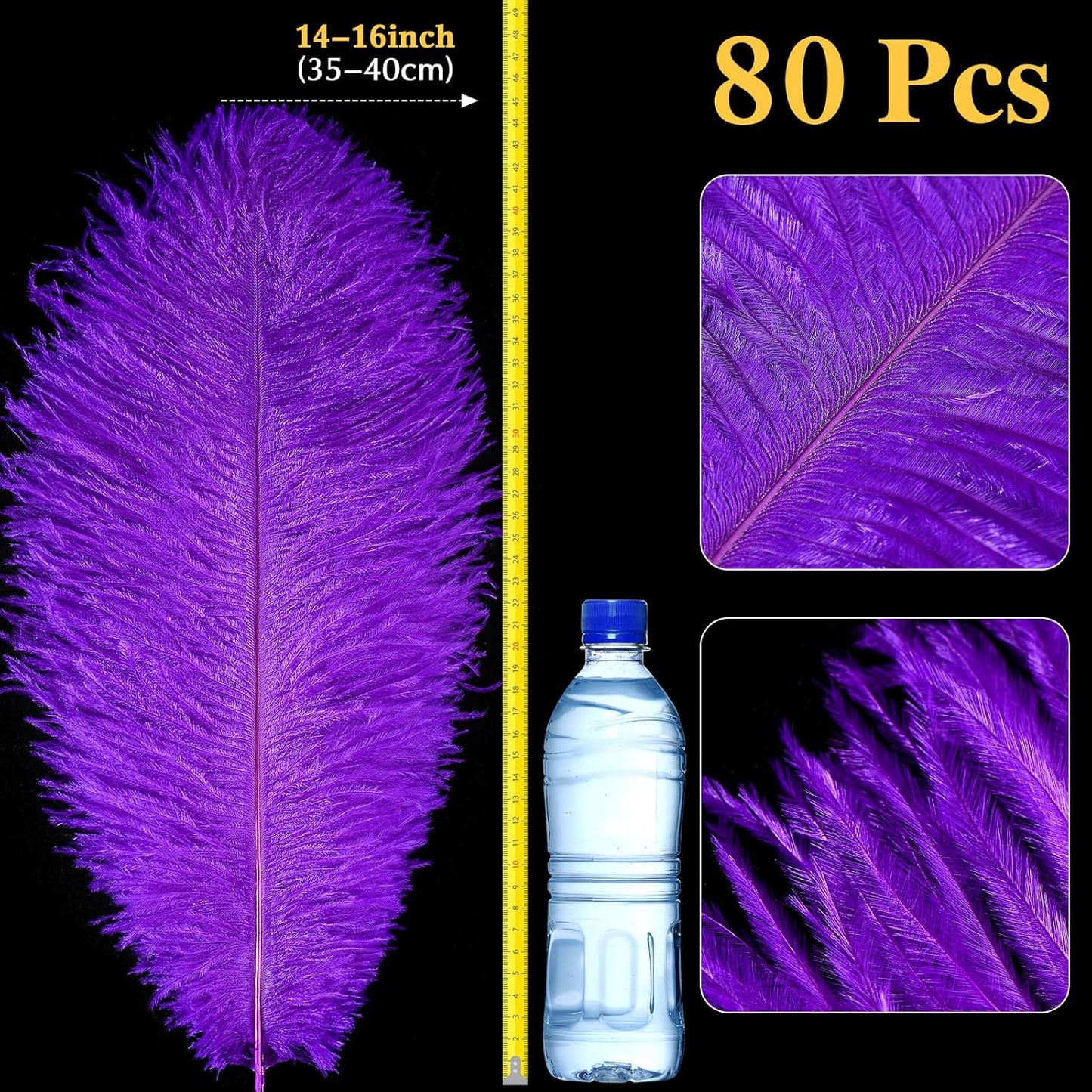 80 Pcs Large Natural Ostrich Feathers Plumes 14-16 Inch Bulk for DIY Crafts Wedding Party Centerpiece Vase