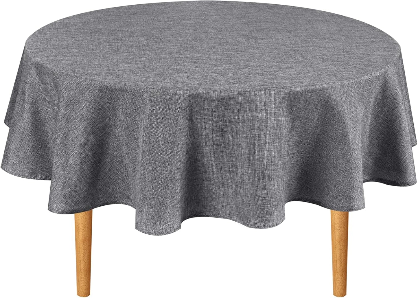 Hiasan Round Linen Tablecloth 40 Inch - Wrinkle and Stain Resistant Washable Polyester Fabric Table Cloth for Dining Room Kitchen Party, Grey