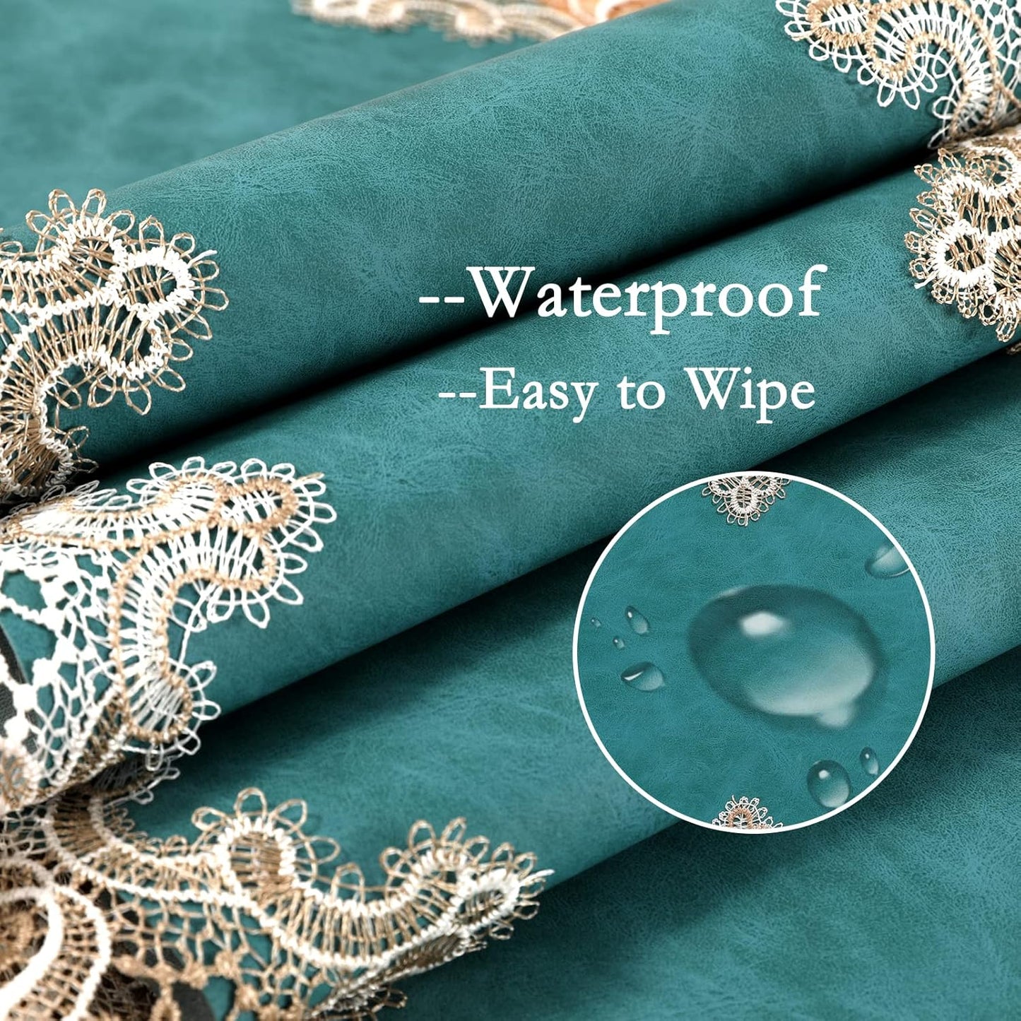 Vintage Lace Dining Table Runner, 120 Inches Floral Coffee Table Runners for Kitchen Home Christmas Party Decorations (16x120 inch, Cyan)