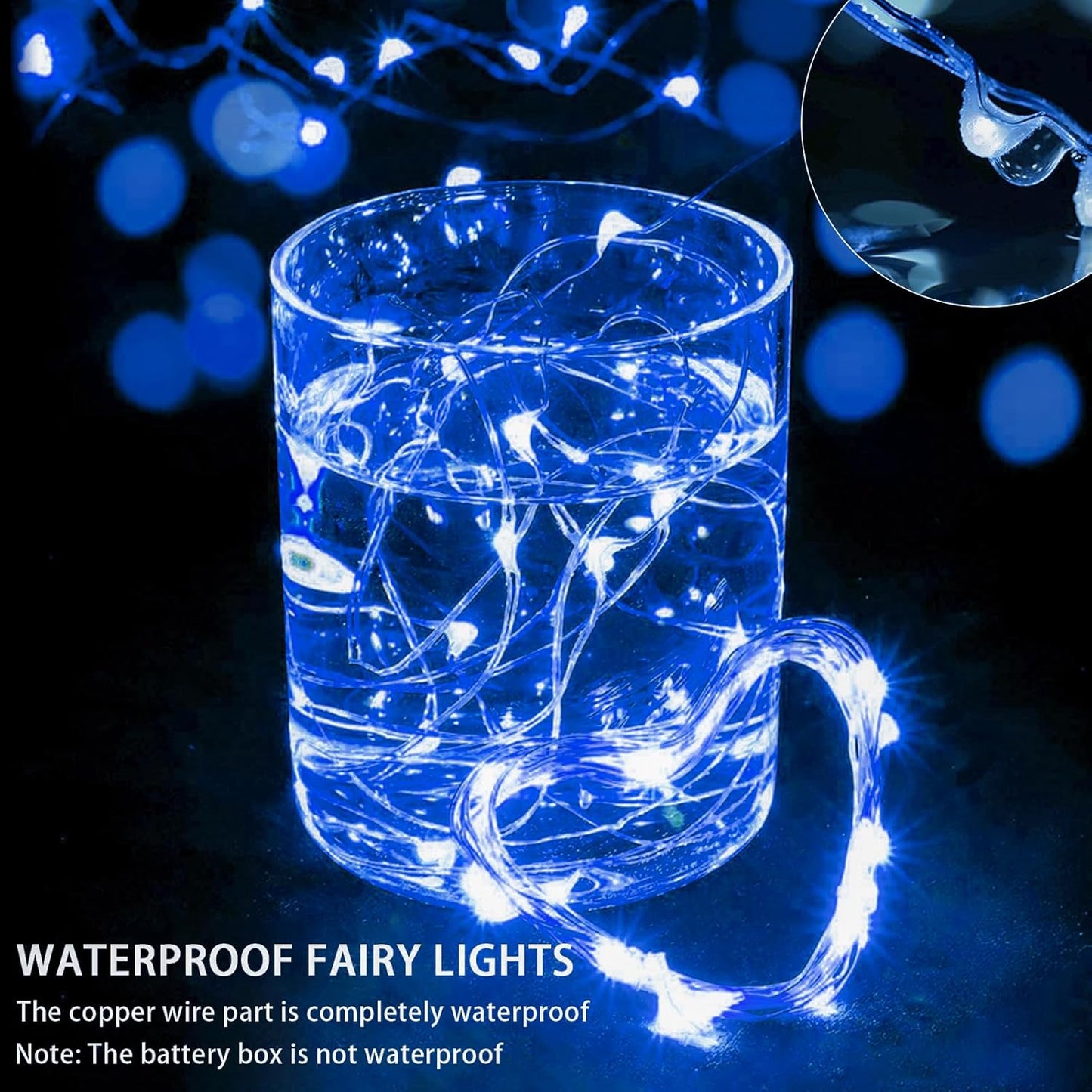12 Pack Blue Fairy Lights 7Ft 20 LED Twinkle String Lights 3 Modes Battery Operated Waterproof Firefly Starry for Mason Jar Party Wedding Christmas Valentines Day Table Centerpieces