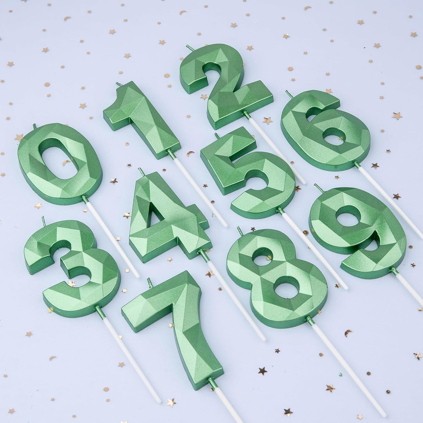 PHD CAKE 2.76 Inch Crystal Green 7 Number Cake Candle, Numeral Birthday Candles, Green Number Candles, Party Celebration