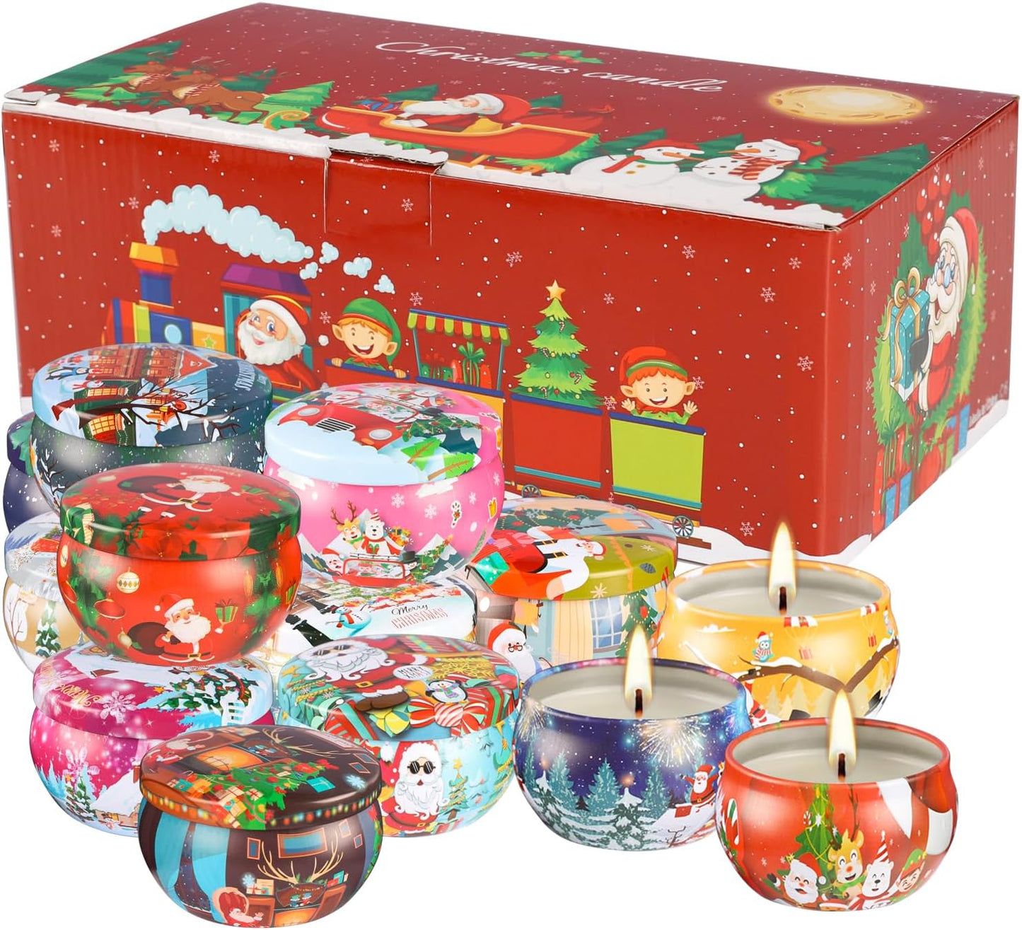 16Pack Christmas Candles Gift Set, Long Lasting Burning Natural Soy Wax 2.5oz Scented Candles with Essential Oils for Home Scented,