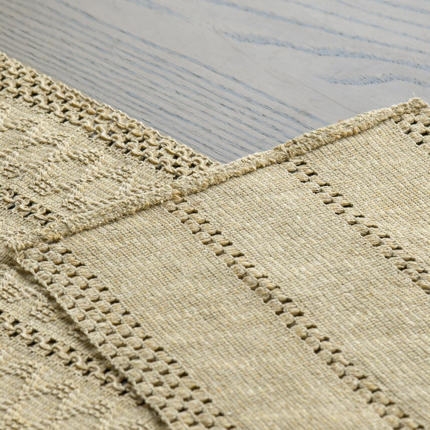 Artoid Mode Burlap Brown Farmhouse Woven Rustic Hollow Table Runner, Seasonal Holiday Hollow Kitchen Dining Table Decoration for Home Party Decor 12x48 Inch