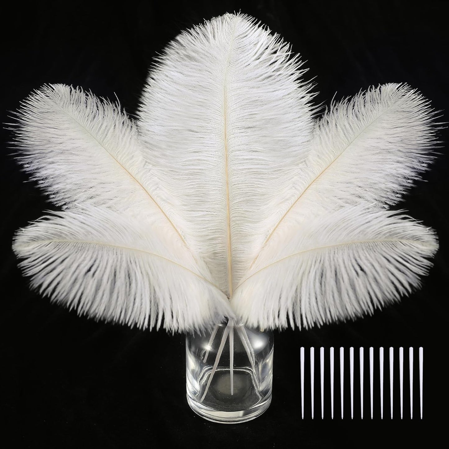 SOGUGOM White Craft Ostrich Feathers - 30PCS 8-10 inch Ostrich Feathers Kit for Centerpieces, Kindergarten Crafts, Dream Catchers and DIY Projects(Off White)