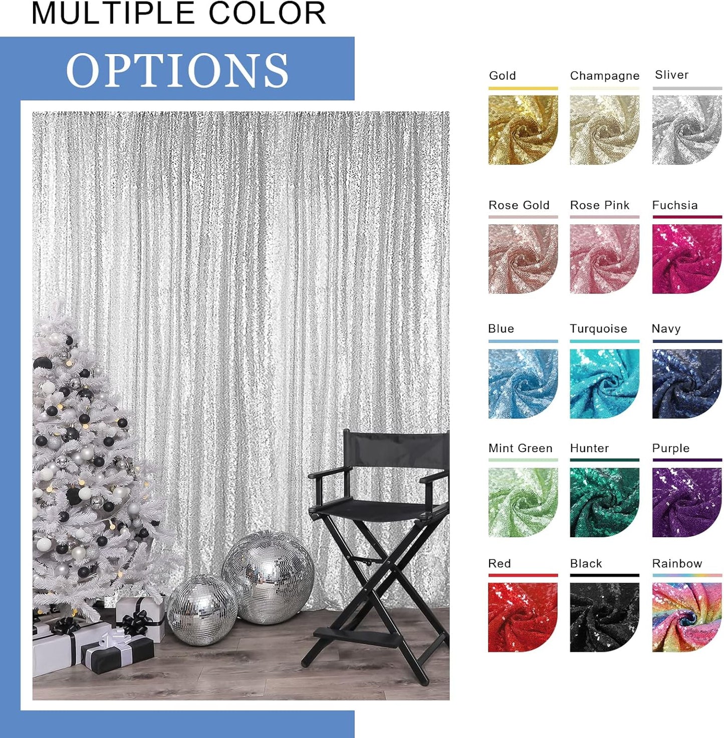 Hahuho Rose Pink Sequin Backdrop Curtain, 2PCS 2FTx8FT Glitter Backdrop Curtain for Parties, Christmas, Wedding, Banquet Decoration（2 Panels, 2FT x 8FT, Rose Pink）
