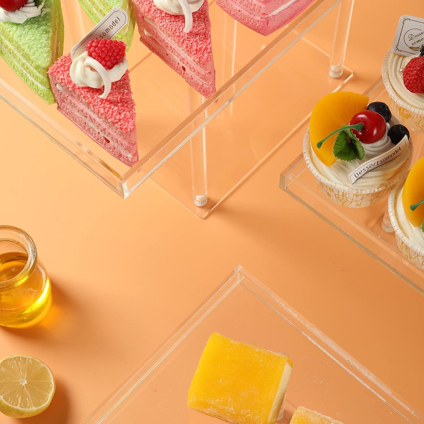 3 Pack Dessert Table Display Set, Clear Acrylic Desert Stands Buffet Risers for Cupcakes Dessert Pastry Food Treat Tier Cookie Dessert Platter Serving Trays Stand for Wedding Birthday Party