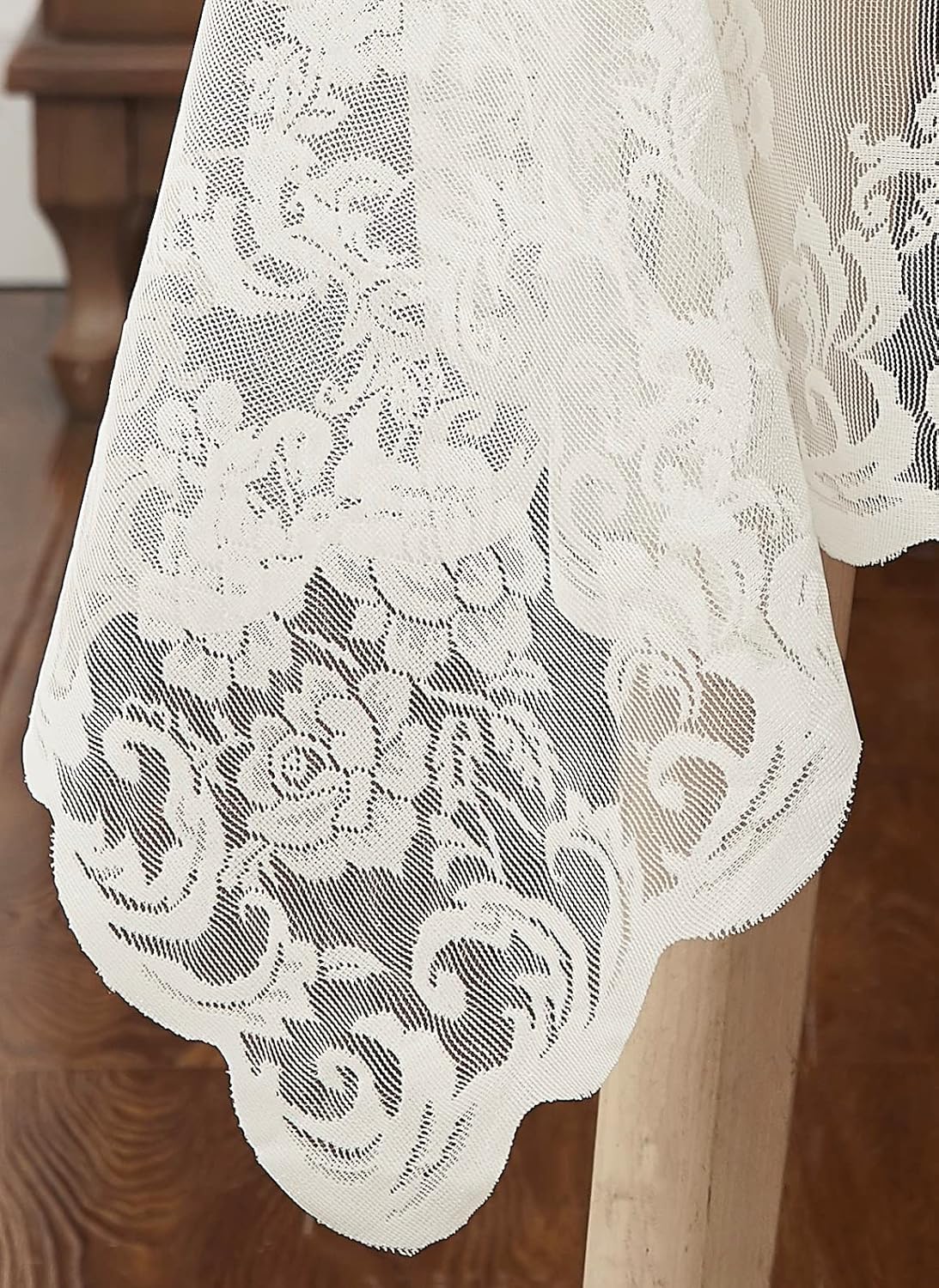 LinenZone Ivory Rectangle Tablecloth for Rustic Vintage Decor. Sheer Lace Tablecloth Works Great As Wedding Tablecloth, Thanksgiving Tablecloth or Baby Shower Tablecloth (Mia TC 54 x 72, Ivory)
