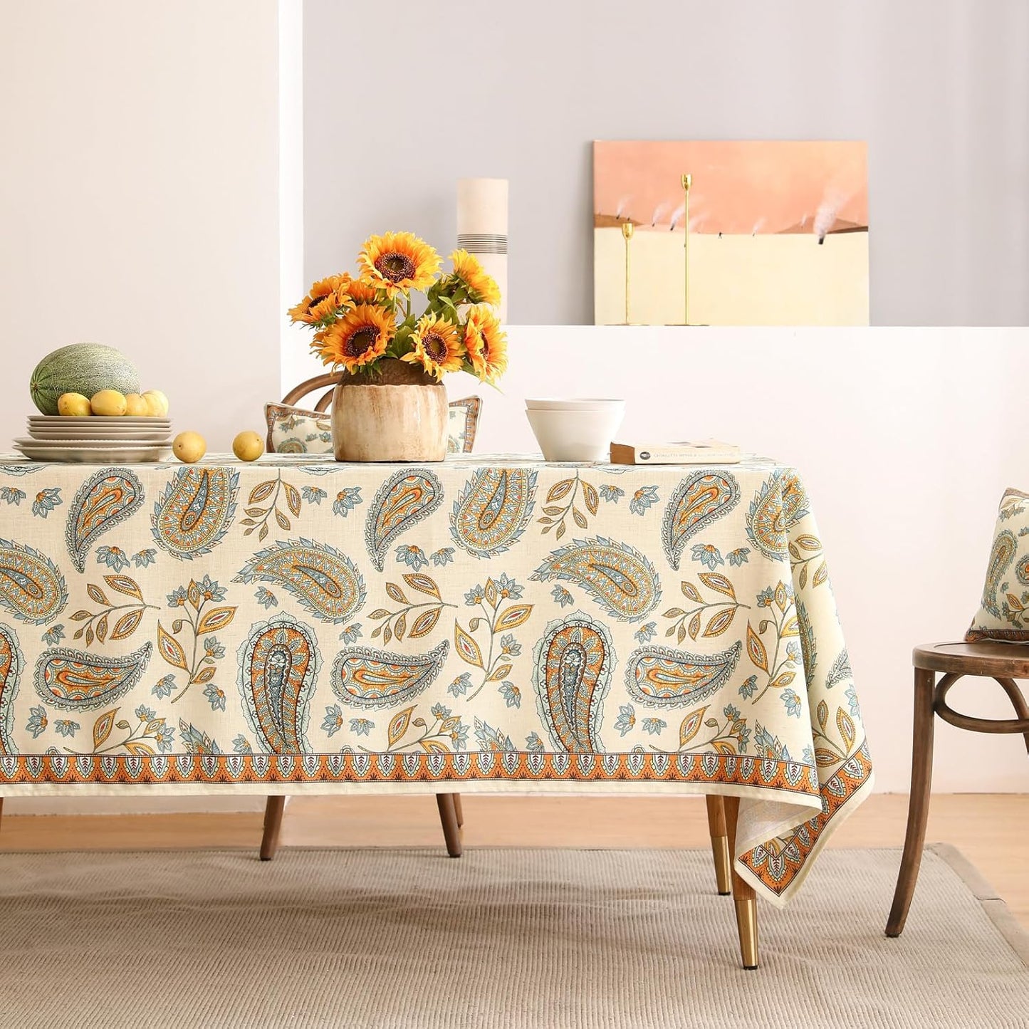 patdrea Designer Vintage French Rectangle Table Cloth,Italian Floral Wrinkle Free Farmhouse Extra Long Tablecloth,Decor Table Cover for Kitchen Dining,Christmas,Thanksgiving,67"x118"-Lysaniya