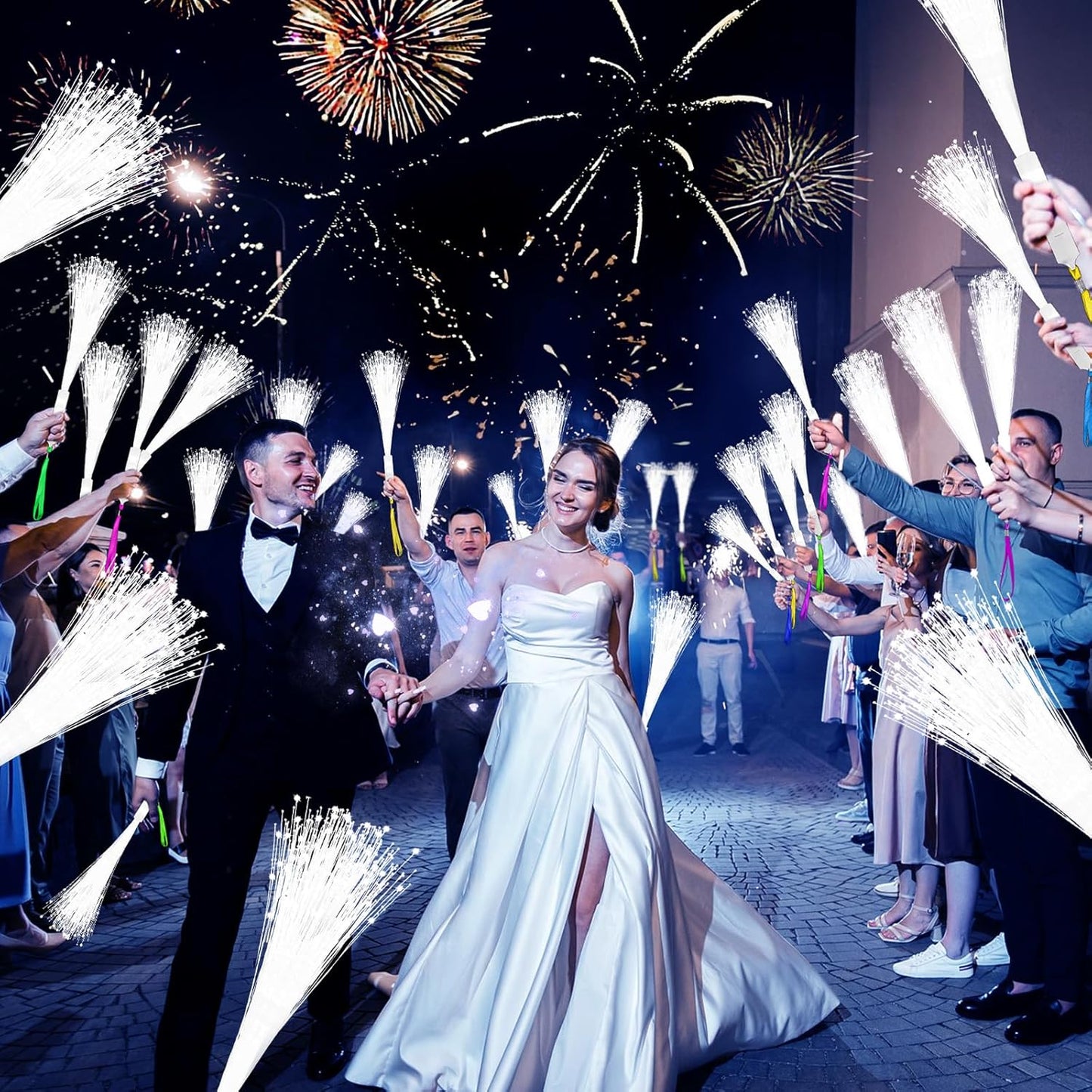 150 PCS White Fiber Optic Sticks, Glow Wands & Light Up Wands for Kids, Fiber Optic Wand with 3 Light Modes, Glow in The Dark Party Supplies, Wedding Party Supplies, for Wedding, New Year, Birthday