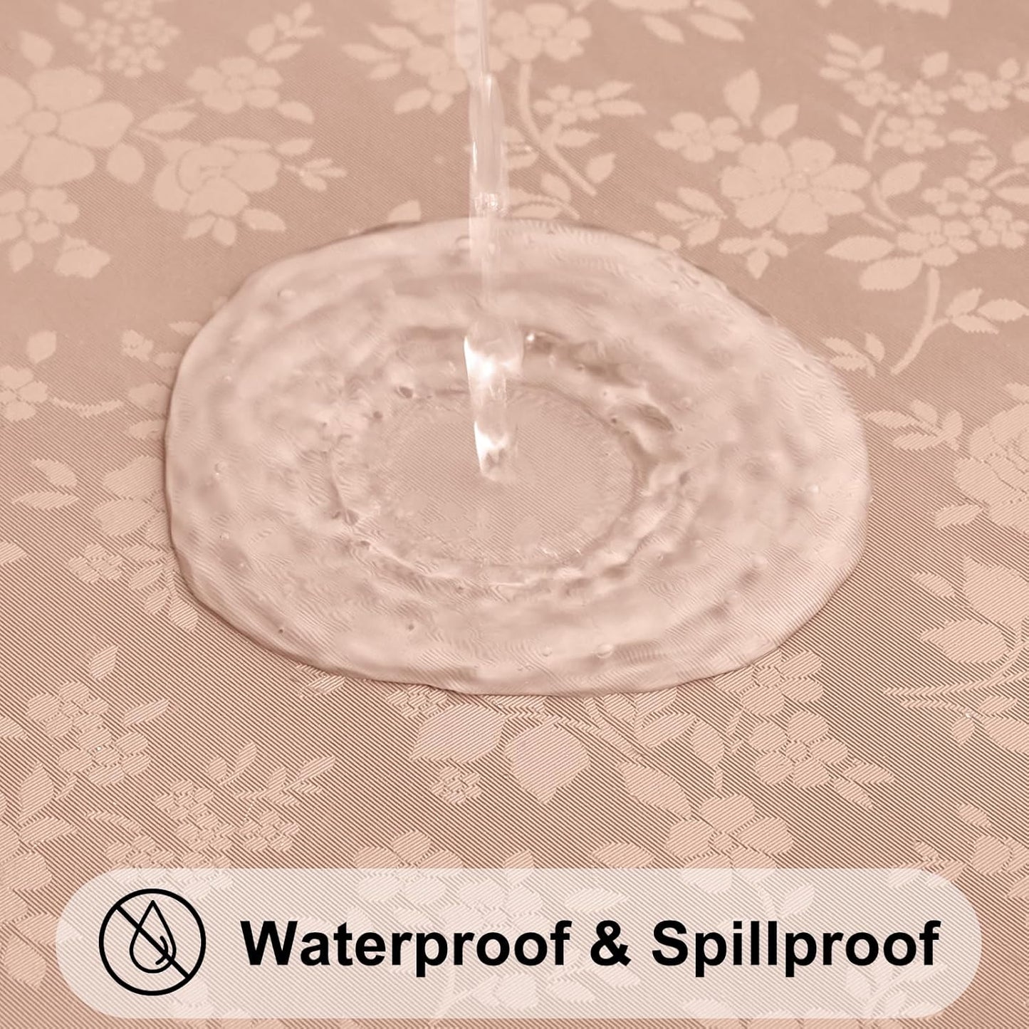 Smiry Rectangle Table Cloth, Waterproof Heavy Duty Vinyl Tablecloths, Wipeable Washable Table Cover for Kitchen and Dining Room (Tan, 60" X 102")