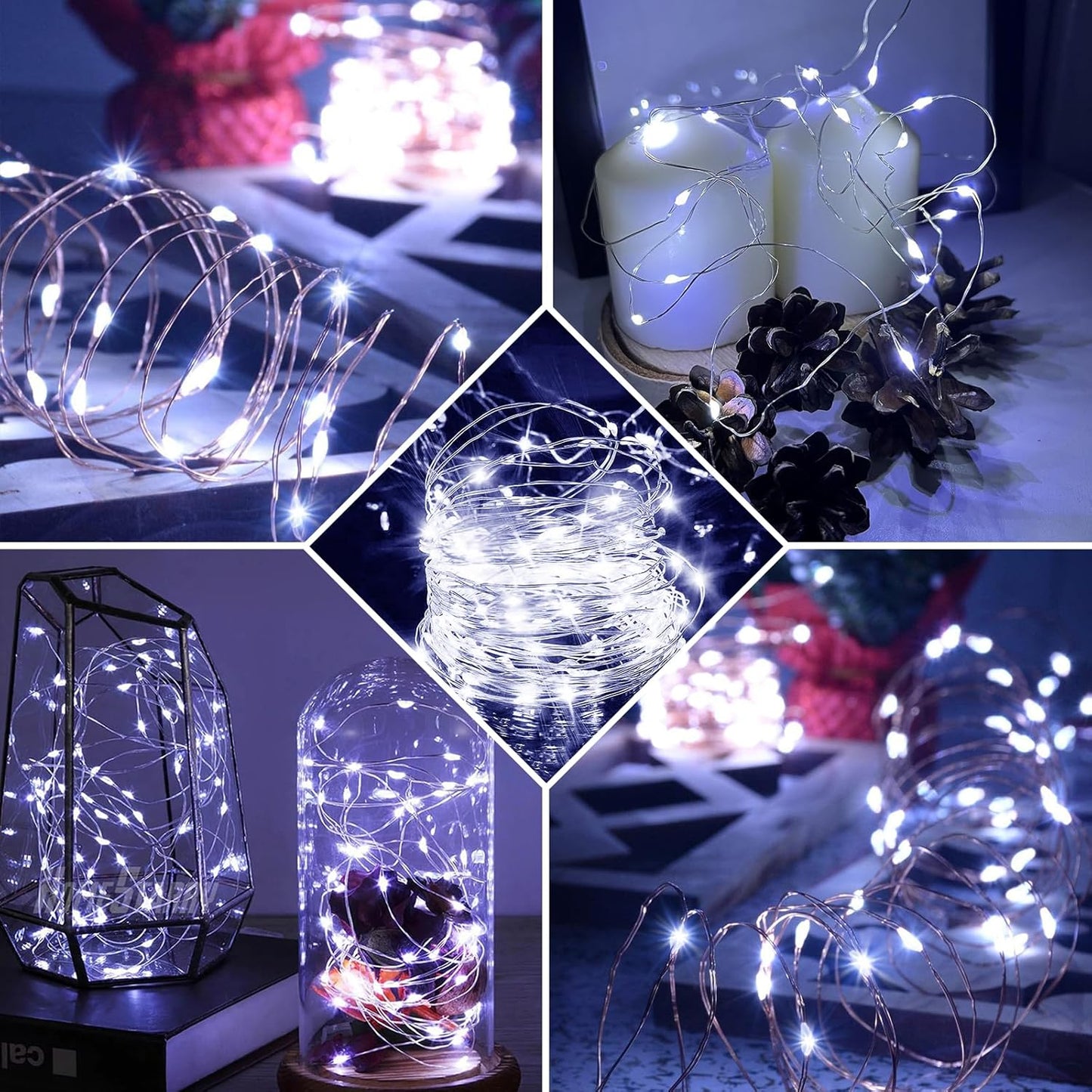 12 Pack White Fairy Lights 7Ft 20 LED Twinkle String Lights 3 Modes Battery Operated Waterproof Firefly Starry for Mason Jar Party Wedding Christmas Valentines Day Table Centerpieces,Cold White