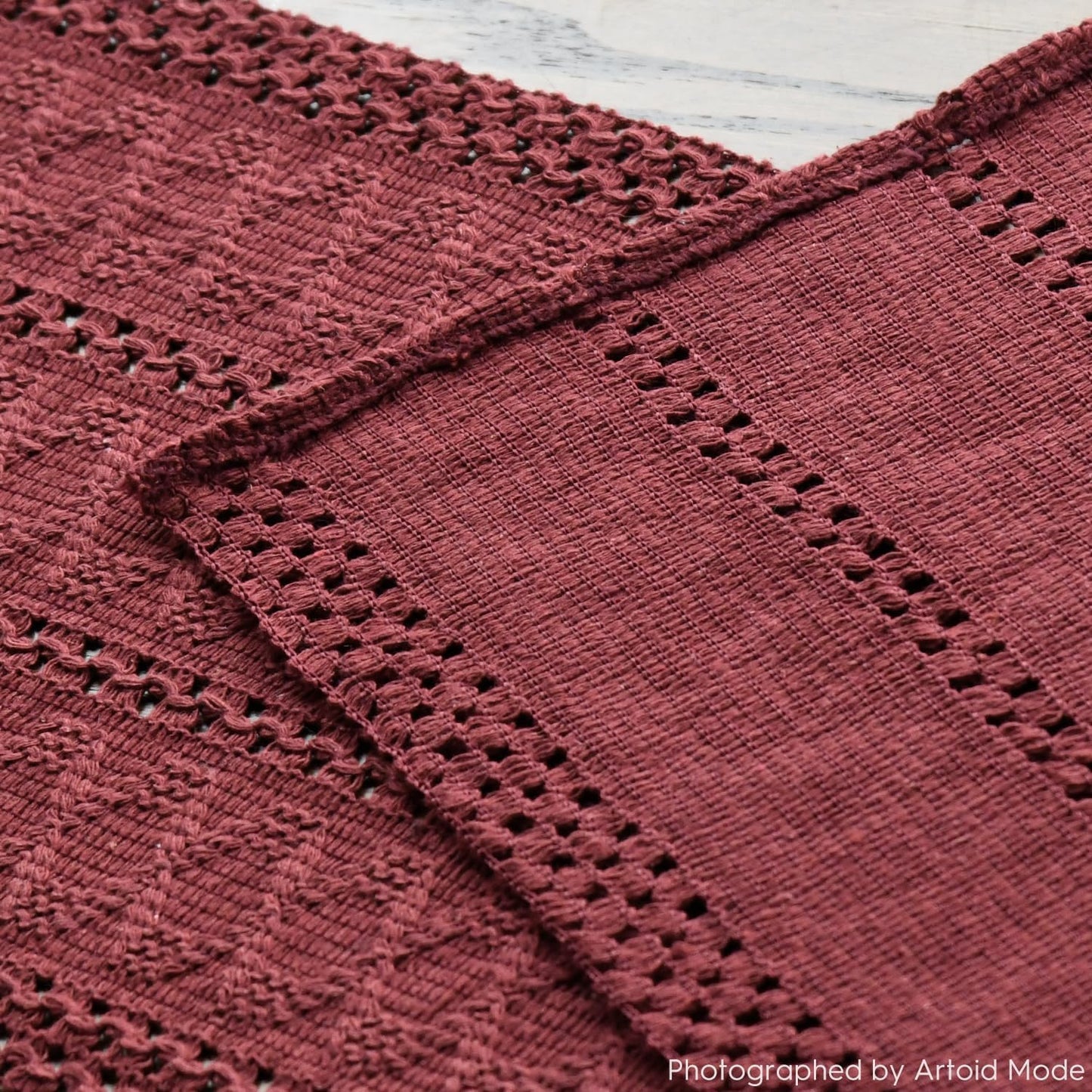 Artoid Mode Red Farmhouse Woven Rustic Hollow Table Runner, Seasonal Holiday Hollow Kitchen Dining Table Decoration for Home Party Decor 12x60 Inch