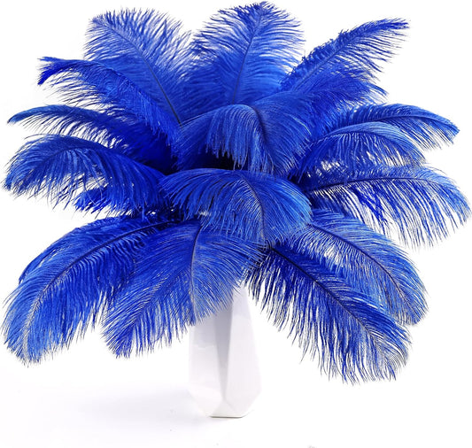 THARAHT Blue Ostrich Feathers 24pcs Natural Bulk 8-10Inch 20cm-25cm for Crafts Wedding Party Centerpieces Easter Gatsbi and Home Decoration Feathers