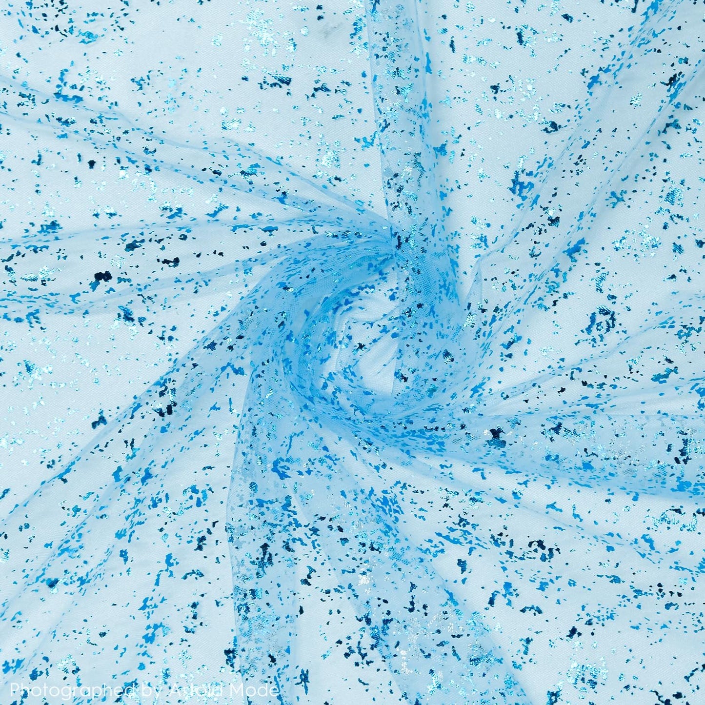 Artoid Mode 3PCS Light Blue Gauze Table Runner 120 Inch 10FT, Glitter Metallic Foil Sheer Dining Wedding Anniversary Holiday Table Decor for Home Party