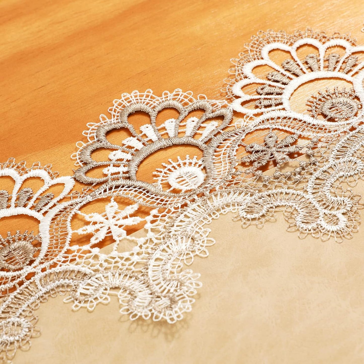 Vintage Lace Dining Table Runner, 72 Inches Macrame Coffee Table Runners for Kitchen Home Christmas Party Decorations (16x72 inch,Beige)
