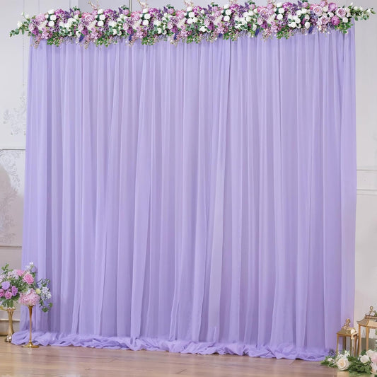 10x10ft Purple Tulle Backdrop Curtain for Parites, Sheer Backdrop Curtains for Wedding Baby Shower Birthday Party Photo Shoot Decorations