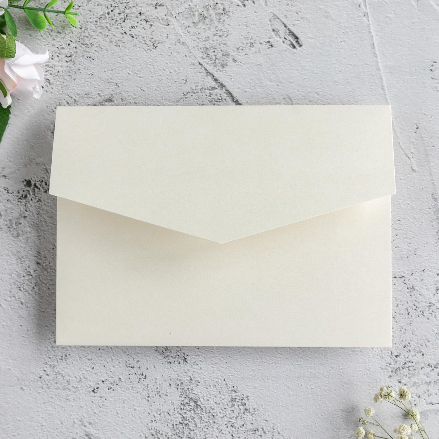 20 PCS Ivory Tri-fold Laser Cut Wedding Invitation Pockets for 5x7 Wedding Cards Bridal Shower Engagement Quinceanera Invitation