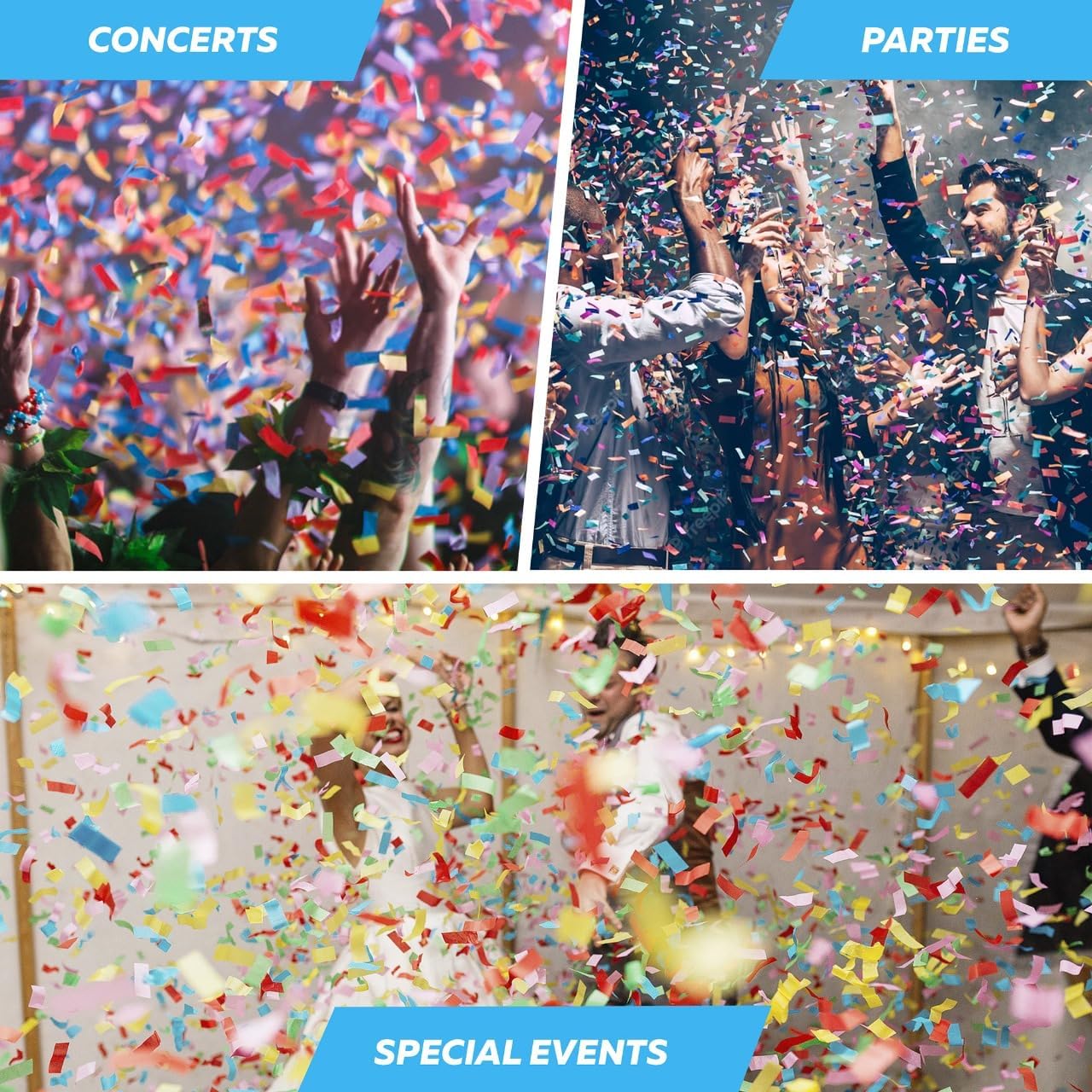 Blue & Gold Confetti Paper - BULK 2.2lbs | 1kg, Biodegradable Tissue Paper, Rainbow Light Weight, Non-Staining Paper, for Events, Crafts, Decorations