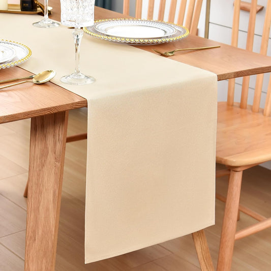 Farmhouse Beige Table Runner Dining Table Runners 90 Inches Long Coffee Table Runner for Dresser Living Room Bedroom Holiday Party Banquet 12X90 Inch