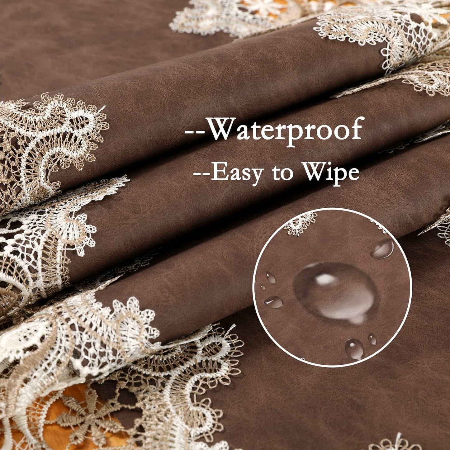 Vintage Lace Dining Table Runner, 72 Inches Macrame Coffee Table Runners for Kitchen Home Christmas Party Decorations (16x72 inch,Brown)