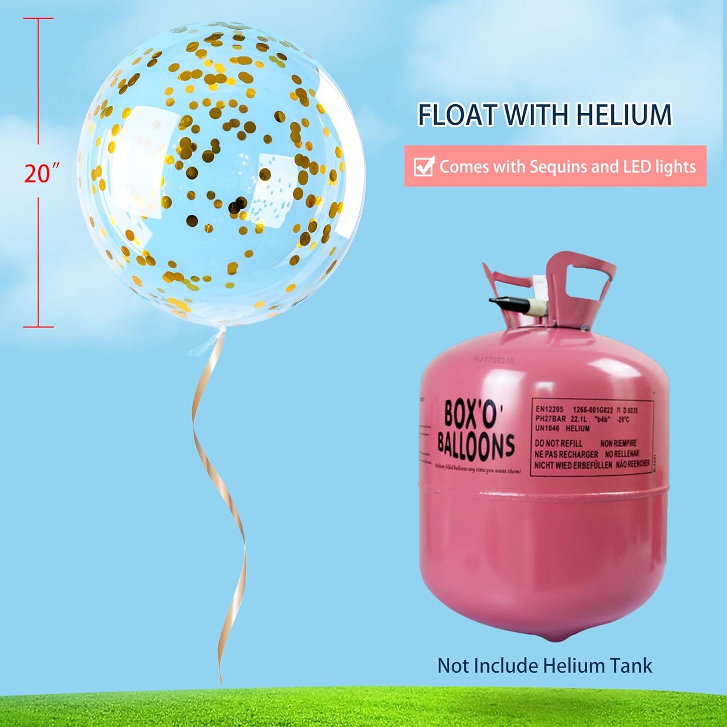 12 Pack Big Light Up BOBO Led Balloons with Sticks - Clear Balloons with Lights, Glow in the Dark, Flicker in the Daylight - Perfect Glow Party Supplies for Birthday, Wedding, Graduation