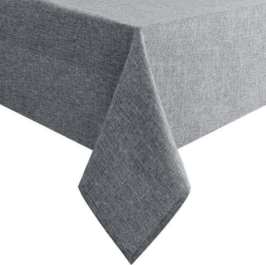 Hiasan Faux Linen Rectangle Tablecloth - Wrinkle and Stain Resistant Washable Table Cloth for Kitchen Dining Room Holiday Table Cover for Party Dinner, Grey, 70 x 140 Inch