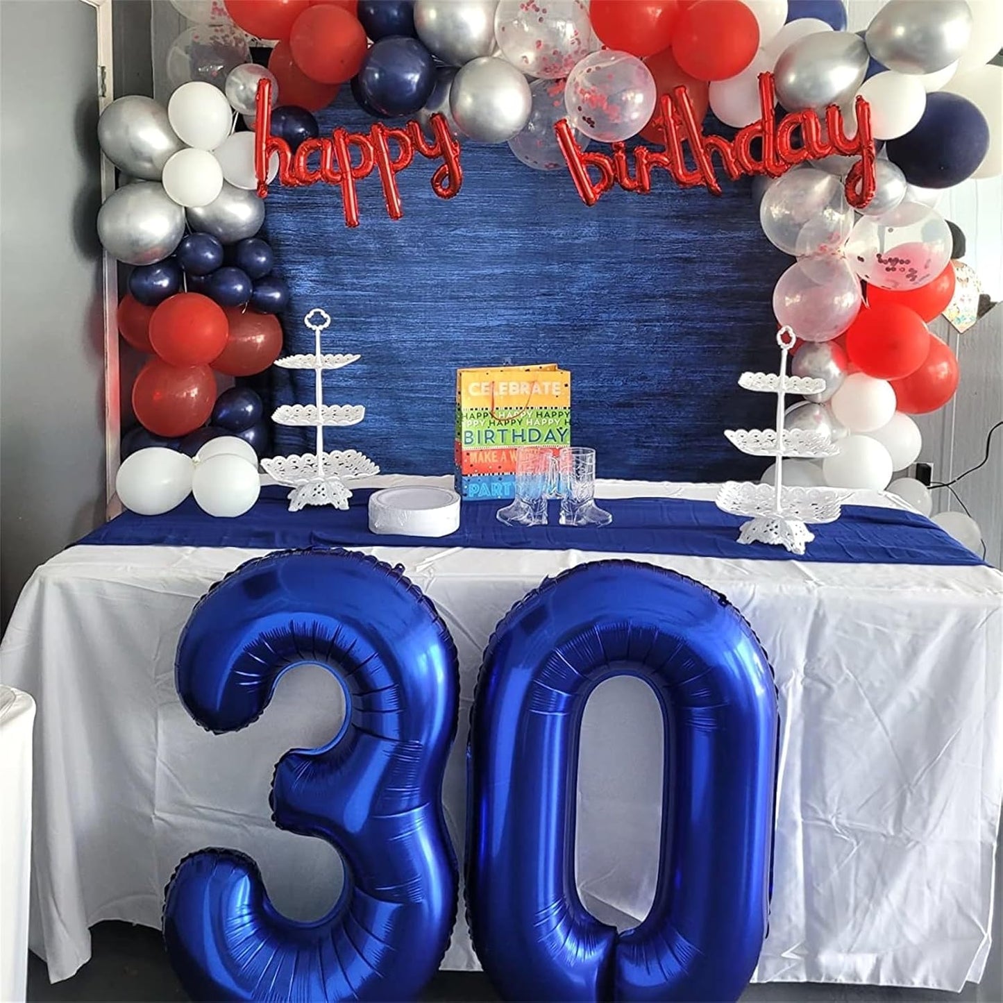 Navy Blue Number 3 Balloon, 40In Large Dark Blue Foil Number Balloons Set 0-9 for Women, Self Inflating Royal Blue Digital 3 Helium Balloon for Boys 3rd Birthday Party Decorations Supplies