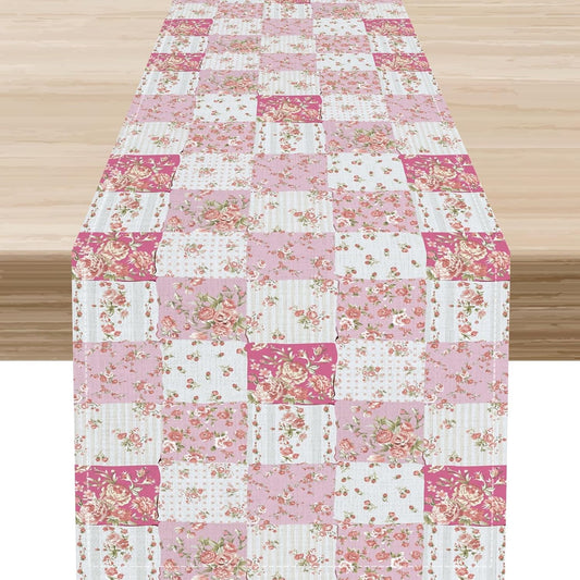Boho Patchwork Table Runner, Vintage Farmhouse Colorful Wildflowers Bohemian Paisley Flower Table Center Decor for Home Kitchen Dining Patio Holiday Party Indoor Table Decorations, 13"x36" Inch