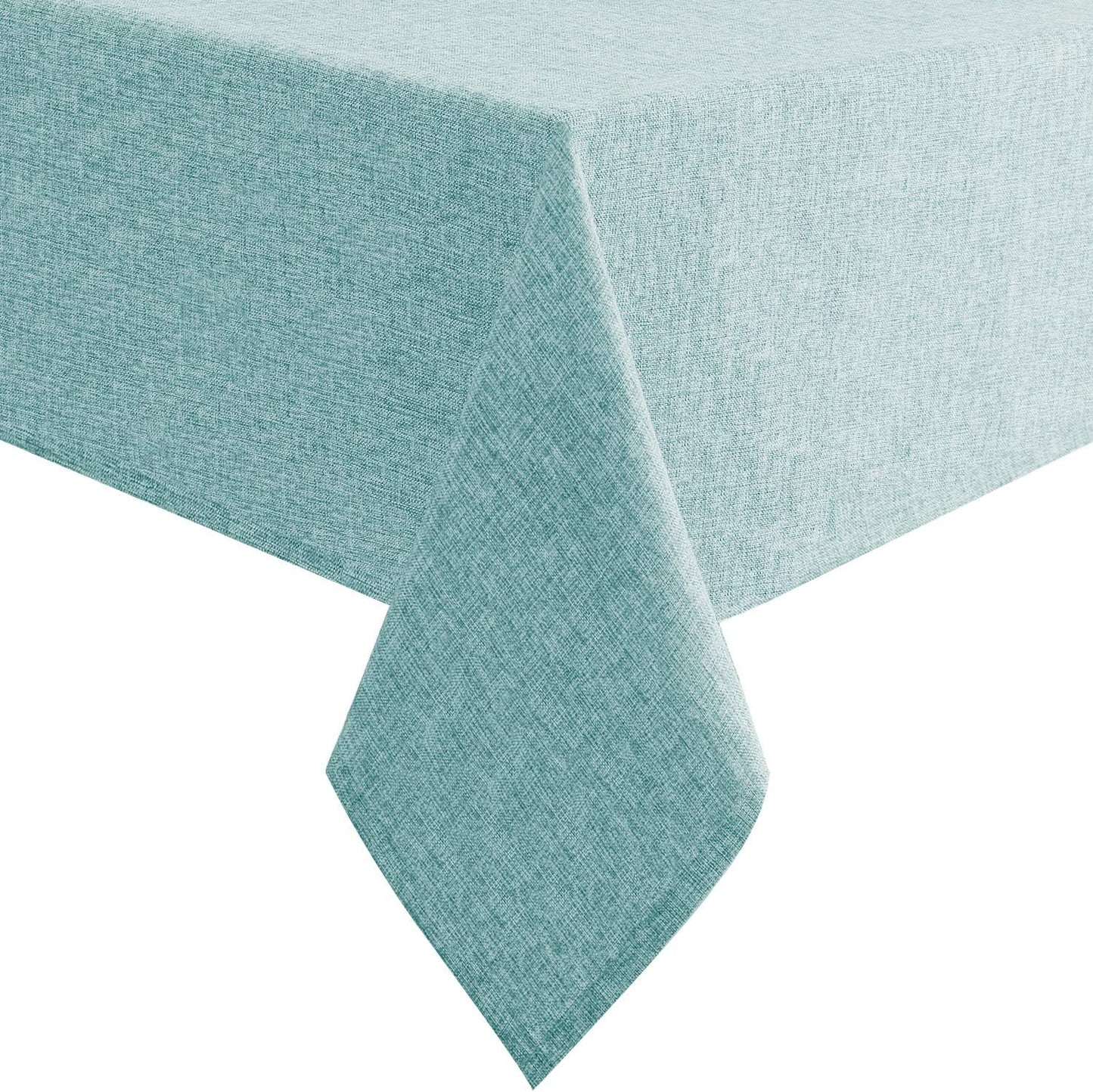 Hiasan Faux Linen Rectangle Tablecloth - Wrinkle and Stain Resistant Washable Table Cloth for Kitchen Dining Room Holiday Table Cover for Dinner, Aqua, 60 x 140 Inch