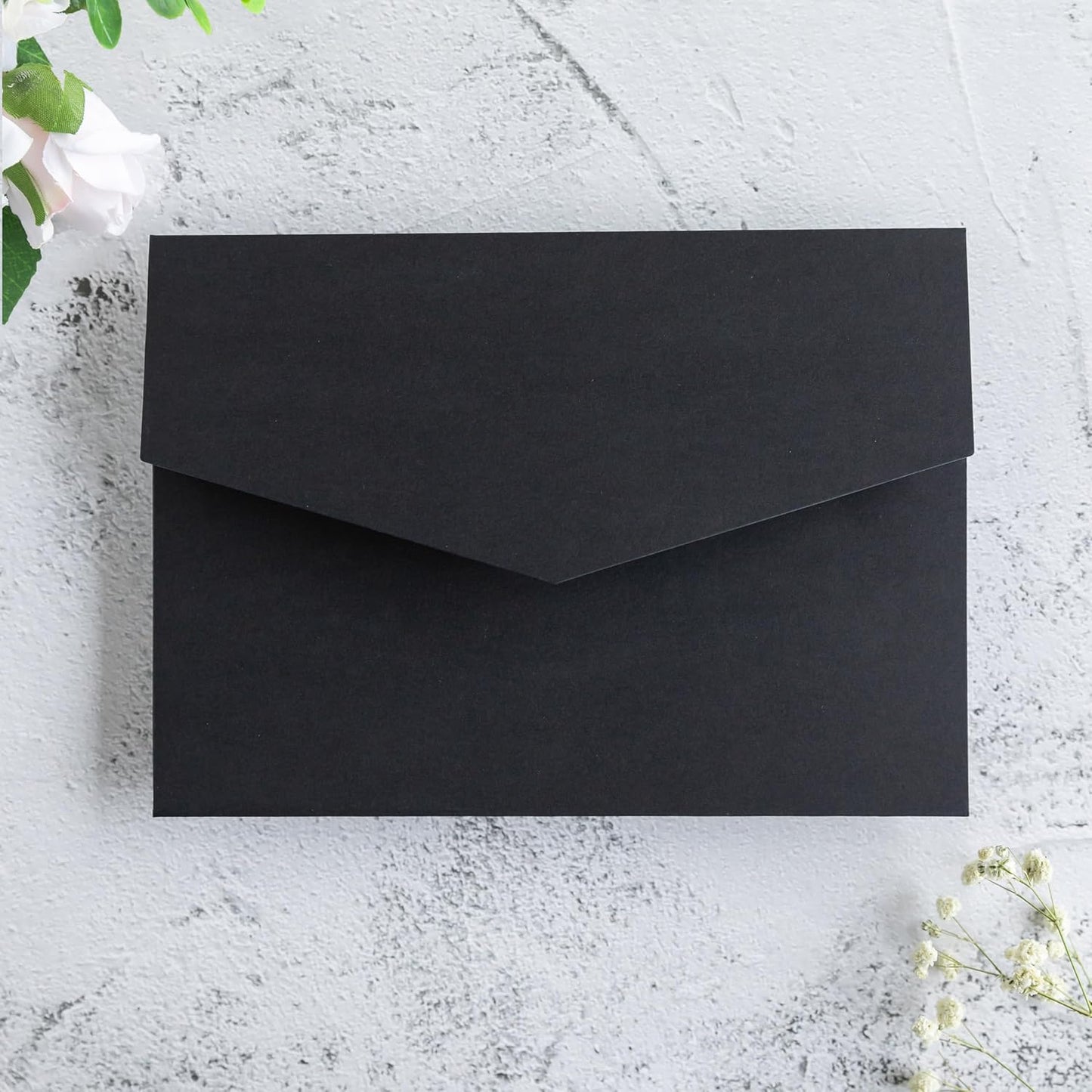 20 PCS Black Tri-fold Laser Cut Wedding Invitation Pockets for 5x7 Wedding Cards Bridal Shower Engagement Quinceanera Invitation